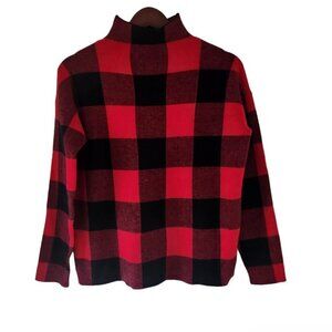Tommy Bahama Red Black Buffalo Plaid Soft Sweater Mock Neck Size M Womens